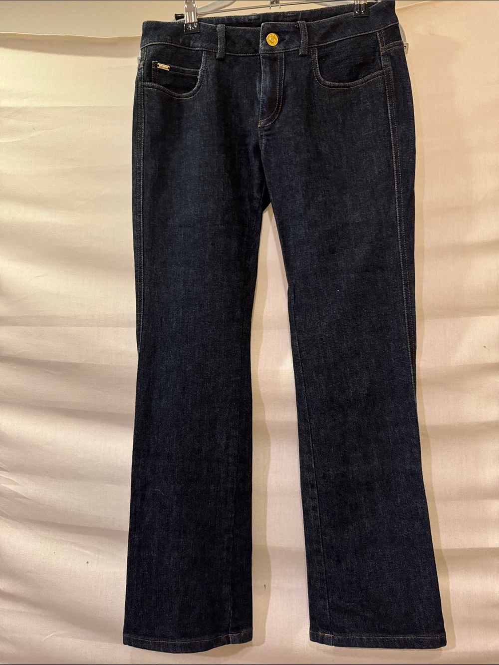 St. John Dark Blue Bootcut Jeans with embellished back pocket Size 2
